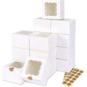 Mini Bakery, Pastry, Treat Boxes with Windows-Unused Set of 46